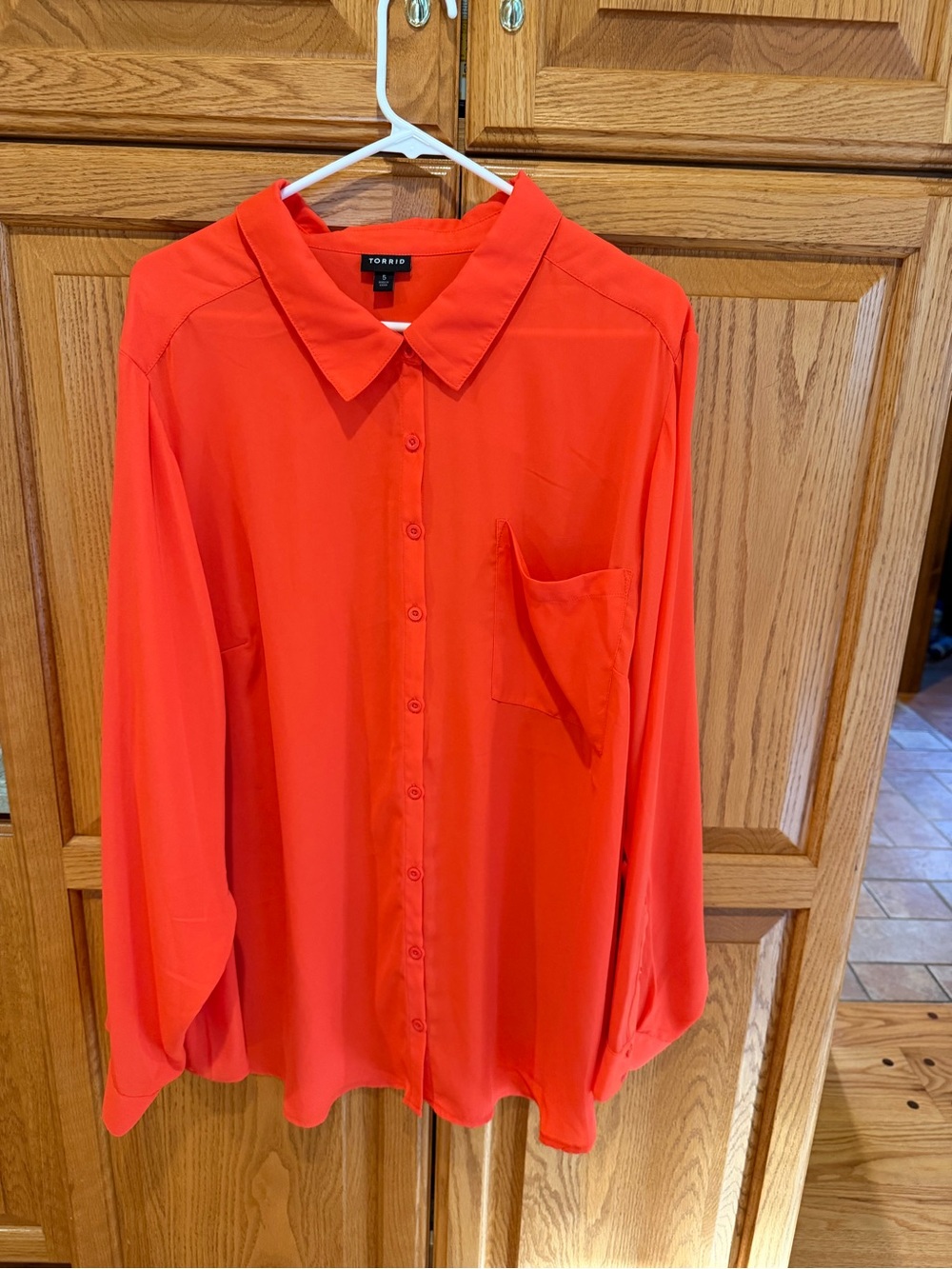 torrid Orange Long-Sleeve Button-Down Shirt